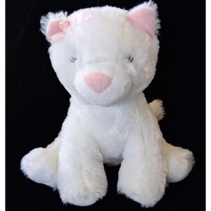 Carters White Cat Musical Wind Up Plush Pink Bow Lullaby Head Moves 2020 67993